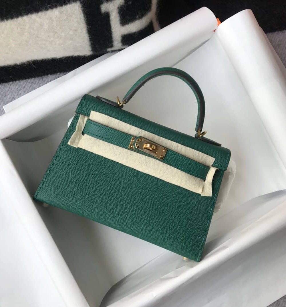 1:1 Replica Hermes Kelly 19 Green With Gold Toned Hardware Bag For Women, Women's Handbags, Shoulder Bags 7.5in/19cm