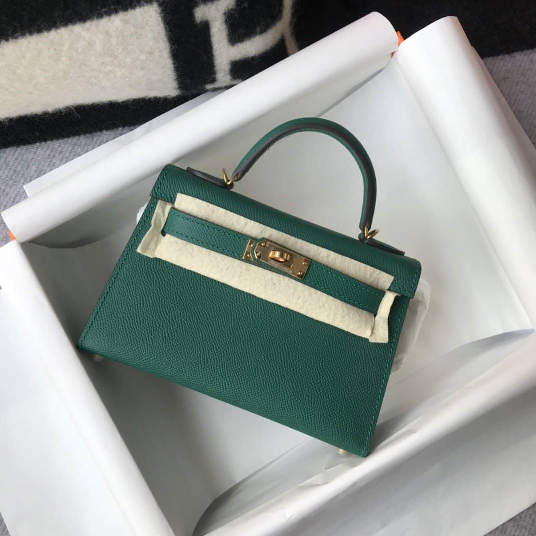 1:1 Replica Hermes Kelly 19 Green With Gold Toned Hardware Bag For Women, Women's Handbags, Shoulder Bags 7.5in/19cm