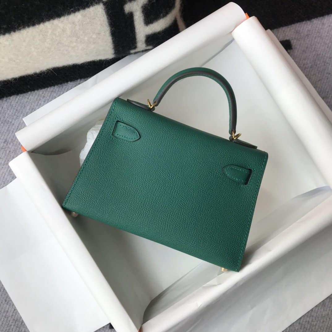 1:1 Replica Hermes Kelly 19 Green With Gold Toned Hardware Bag For Women, Women's Handbags, Shoulder Bags 7.5in/19cm - Image 9