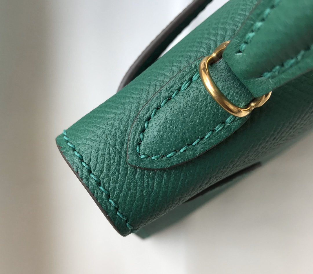 1:1 Replica Hermes Kelly 19 Green With Gold Toned Hardware Bag For Women, Women's Handbags, Shoulder Bags 7.5in/19cm - Image 3
