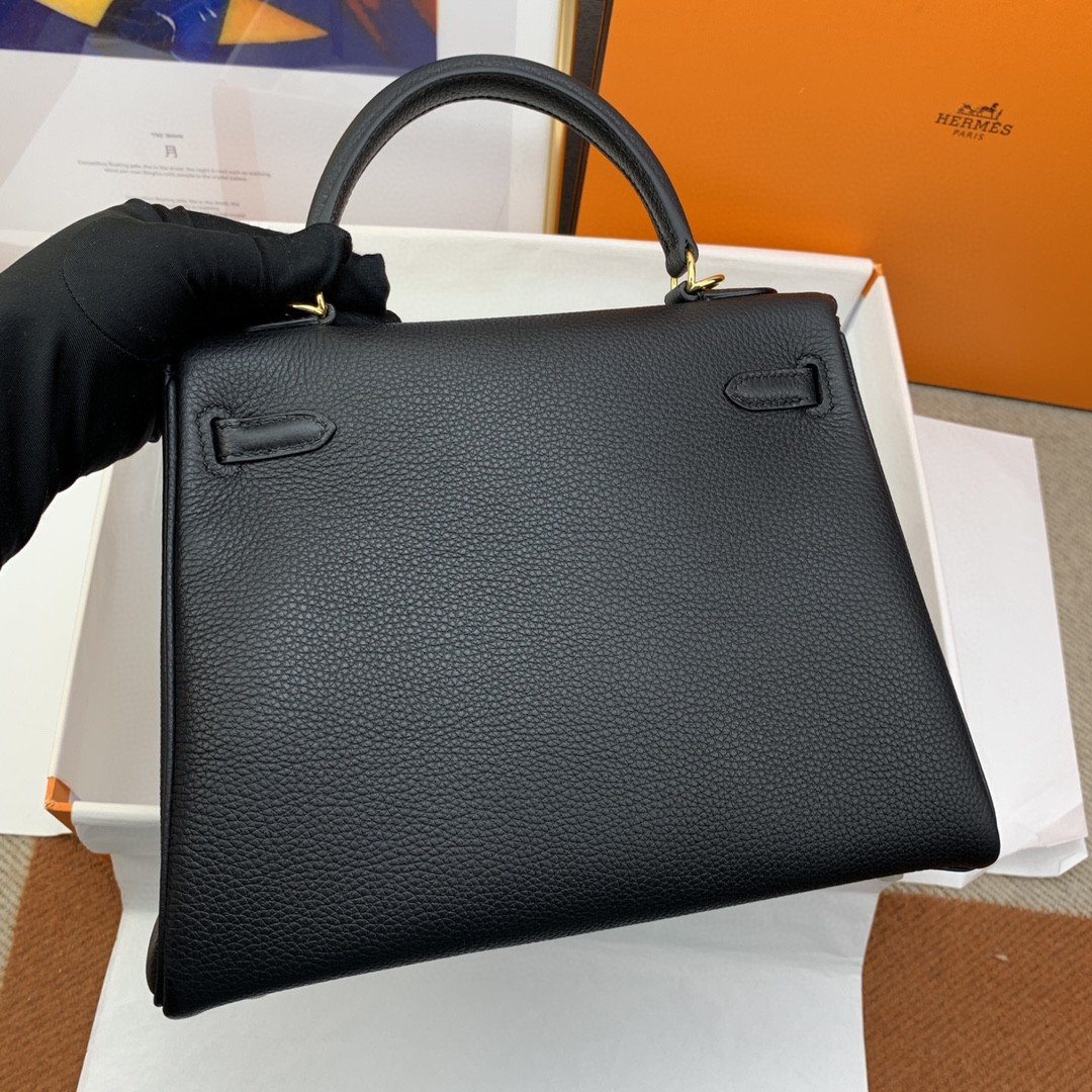 1:1 Replica Hermes Kelly 25 Retourne Togo Black Bag For Women, Women's Handbags, Shoulder Bags 10in/25cm - Image 6