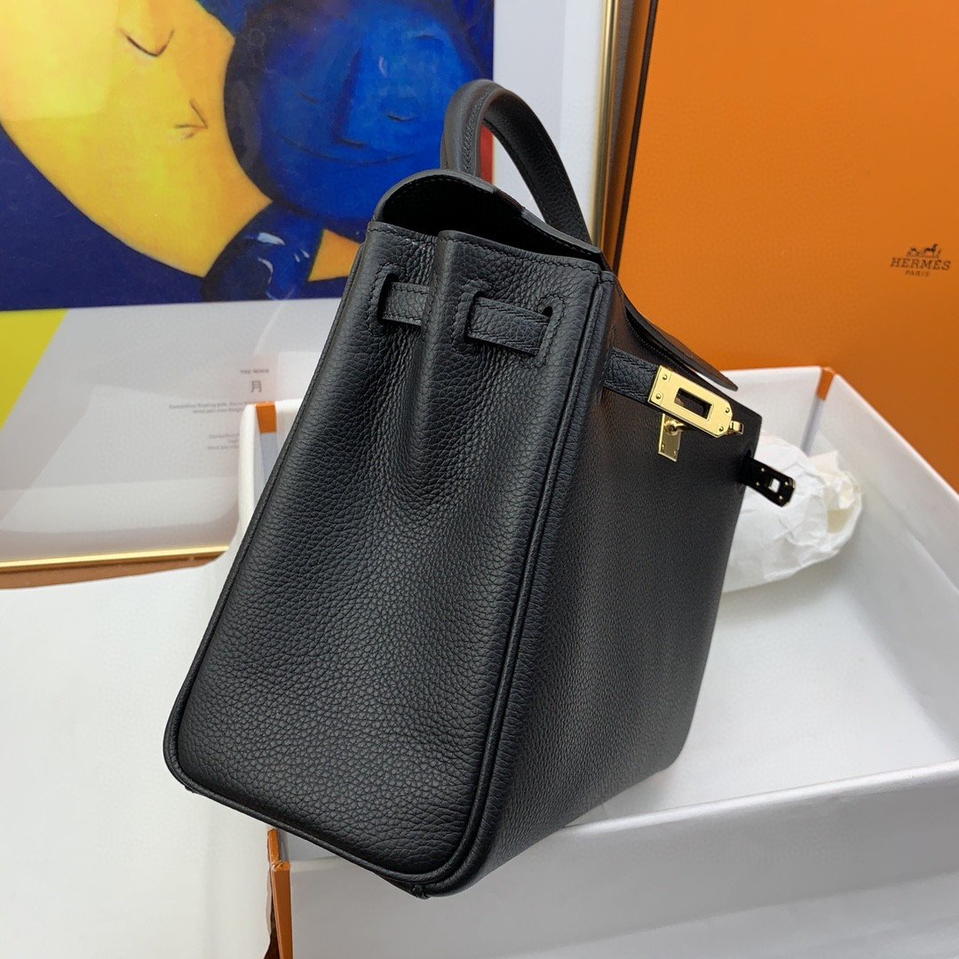 1:1 Replica Hermes Kelly 25 Retourne Togo Black Bag For Women, Women's Handbags, Shoulder Bags 10in/25cm - Image 4