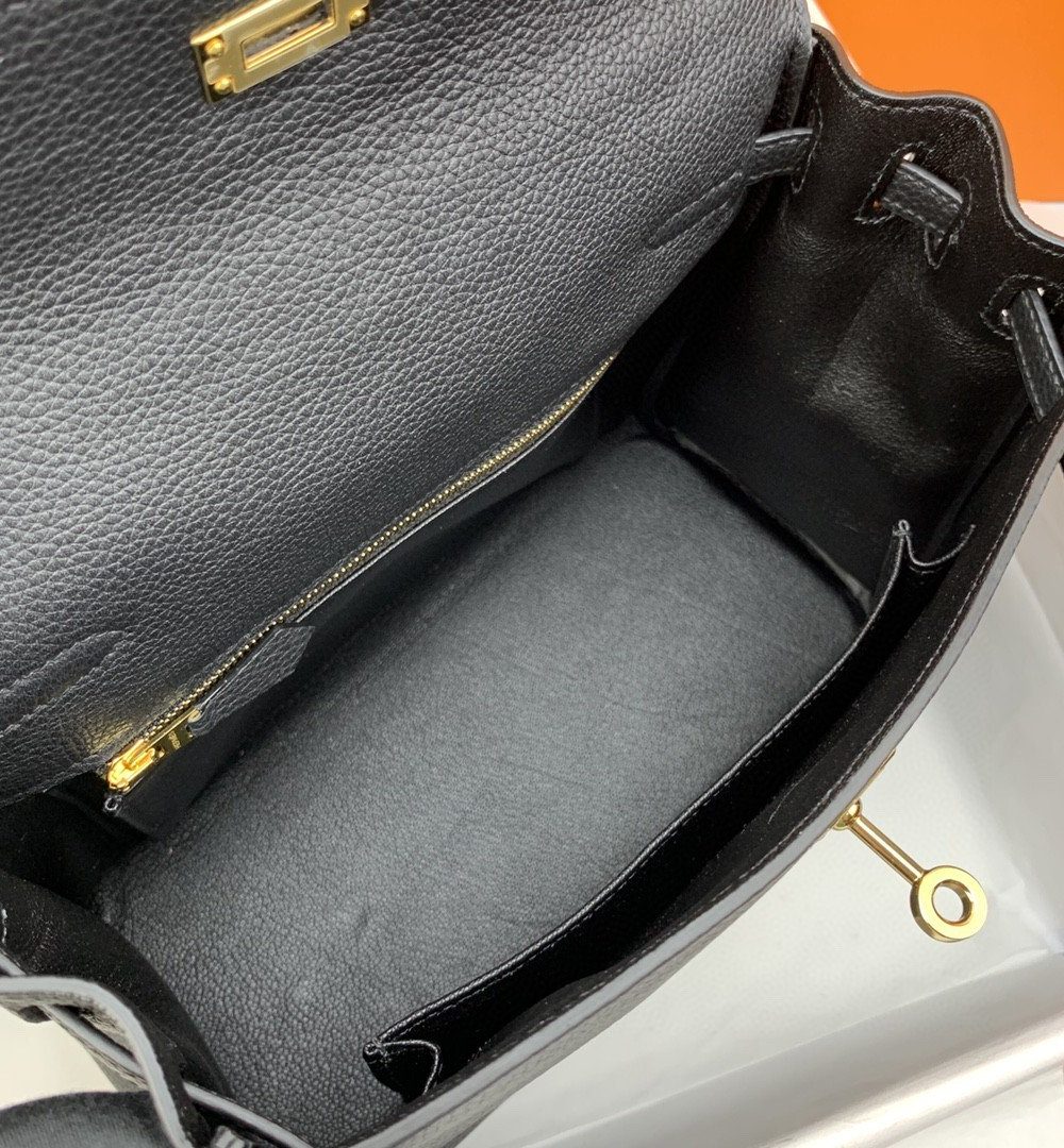 1:1 Replica Hermes Kelly 25 Retourne Togo Black Bag For Women, Women's Handbags, Shoulder Bags 10in/25cm