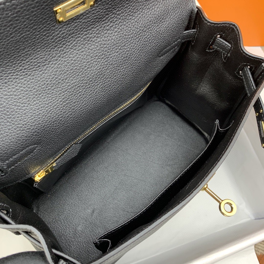 1:1 Replica Hermes Kelly 25 Retourne Togo Black Bag For Women, Women's Handbags, Shoulder Bags 10in/25cm - Image 5