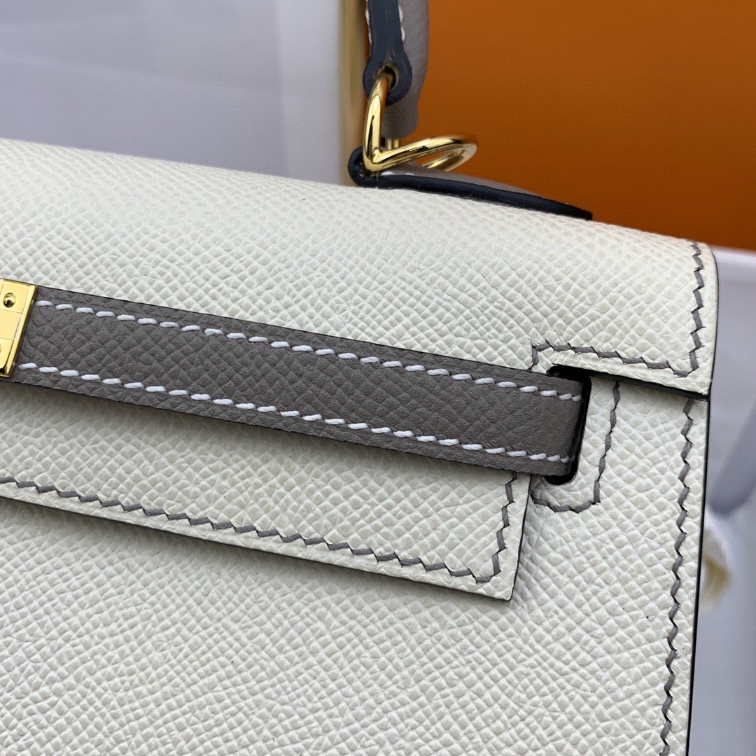 1:1 Replica Hermes Kelly 25 Sellier Epsom Craie/Grey Bag For Women, Women's Handbags, Shoulder Bags 10in/25cm - Image 4