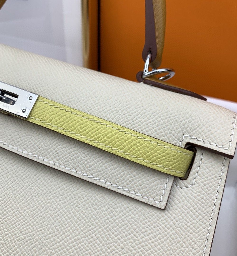 1:1 Replica Hermes Kelly 25 Sellier Epsom Craie/Yellow Bag For Women, Women's Handbags, Shoulder Bags 10in/25cm