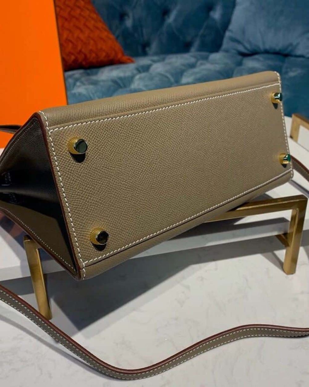 1:1 Replica Hermes Kelly 25 Sellier Epsom Etoupe Bag For Women, Women's Handbags, Shoulder Bags 10in/25cm