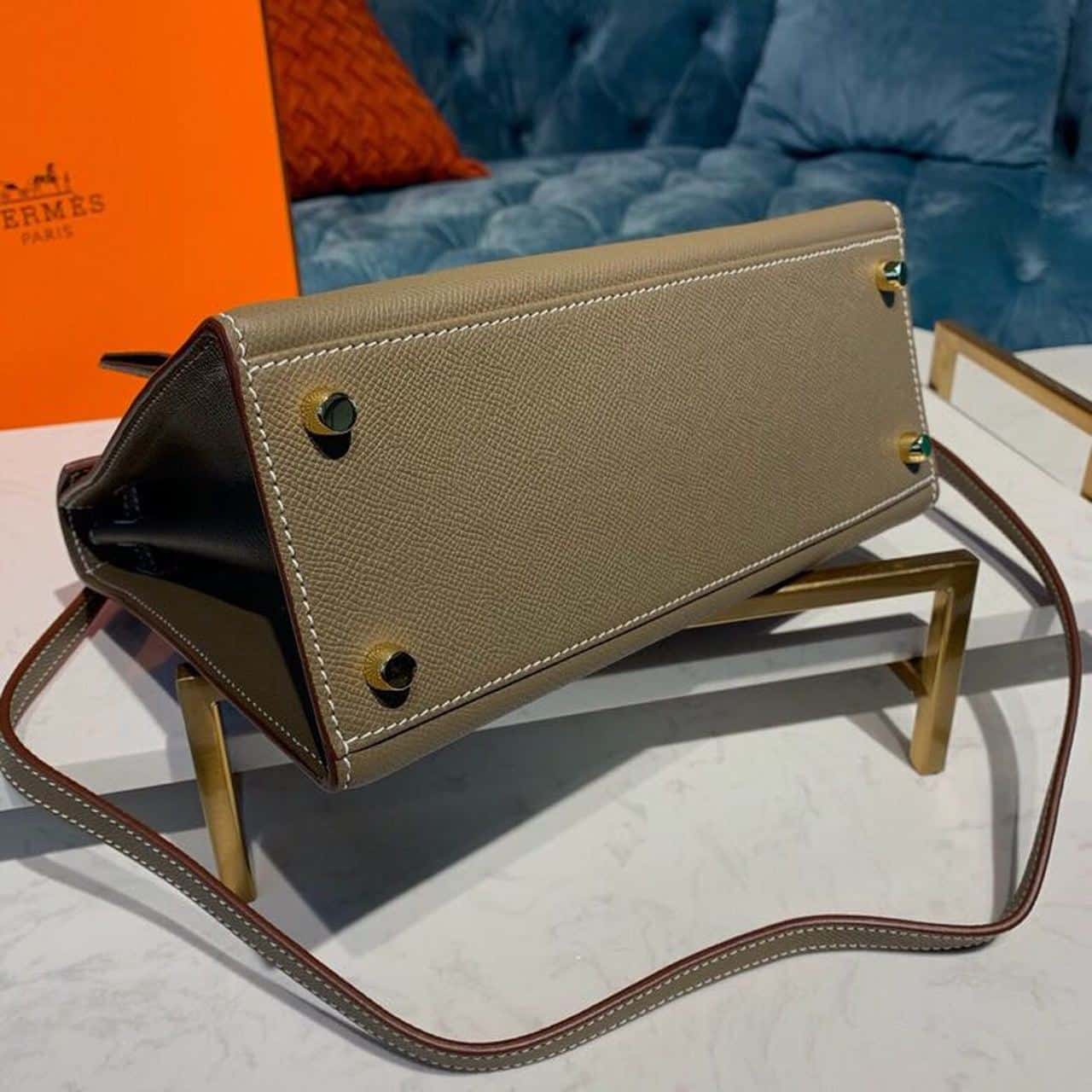 1:1 Replica Hermes Kelly 25 Sellier Epsom Etoupe Bag For Women, Women's Handbags, Shoulder Bags 10in/25cm - Image 10