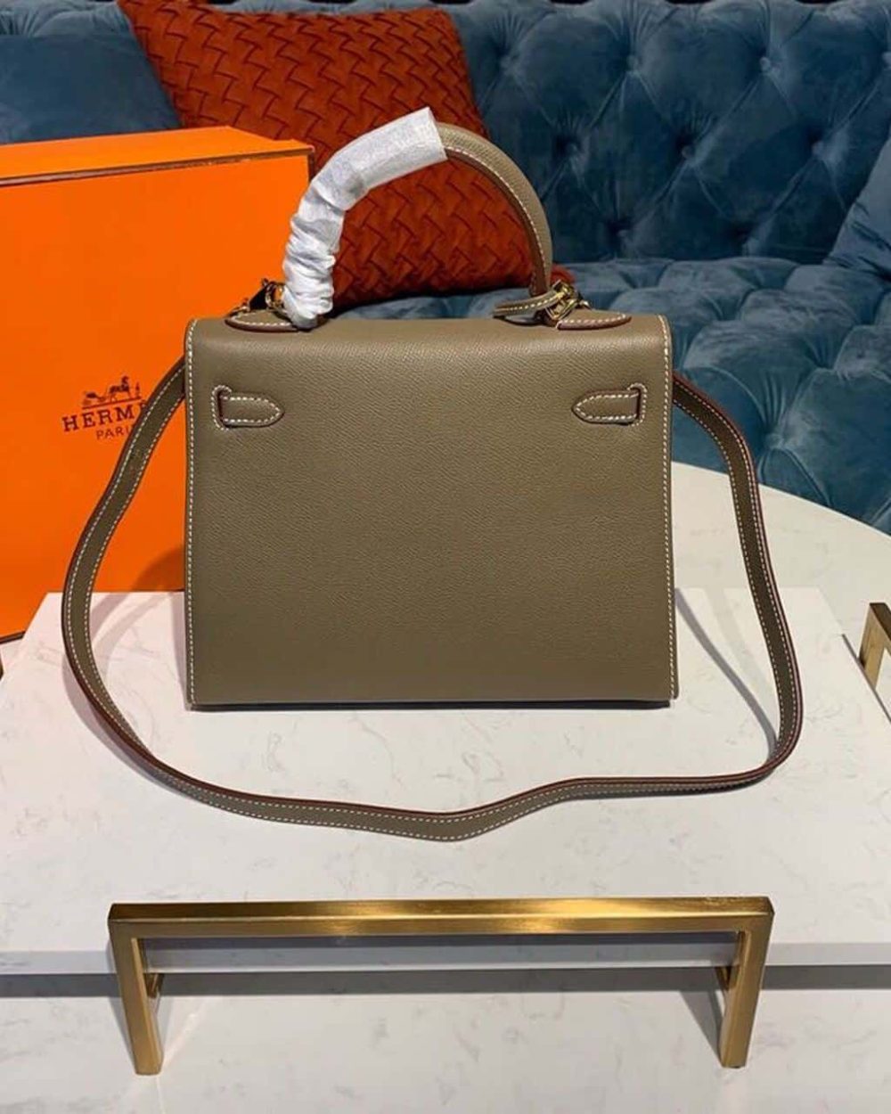 1:1 Replica Hermes Kelly 25 Sellier Epsom Etoupe Bag For Women, Women's Handbags, Shoulder Bags 10in/25cm