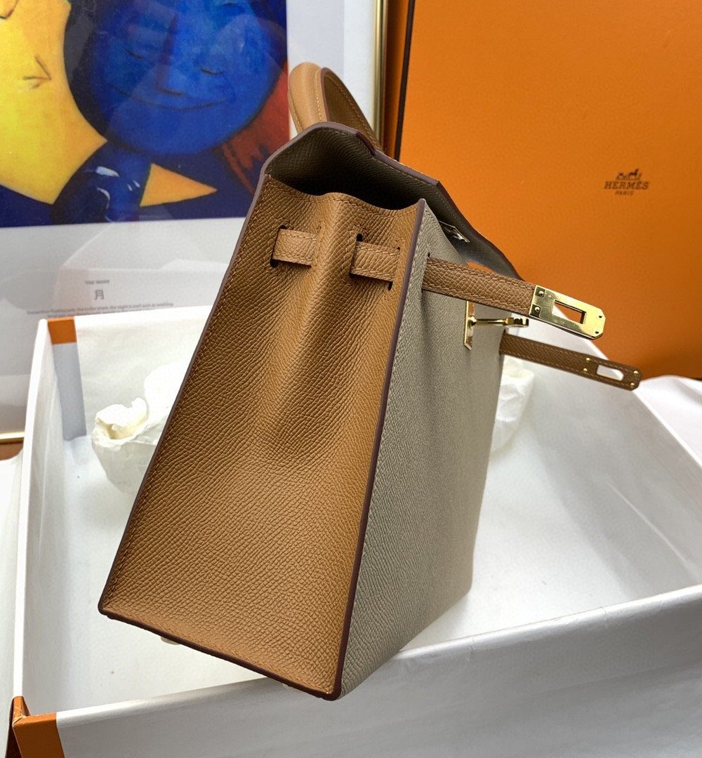 1:1 Replica Hermes Kelly 25 Sellier Epsom Etoupe/Brown Bag For Women, Women's Handbags, Shoulder Bags 10in/25cm