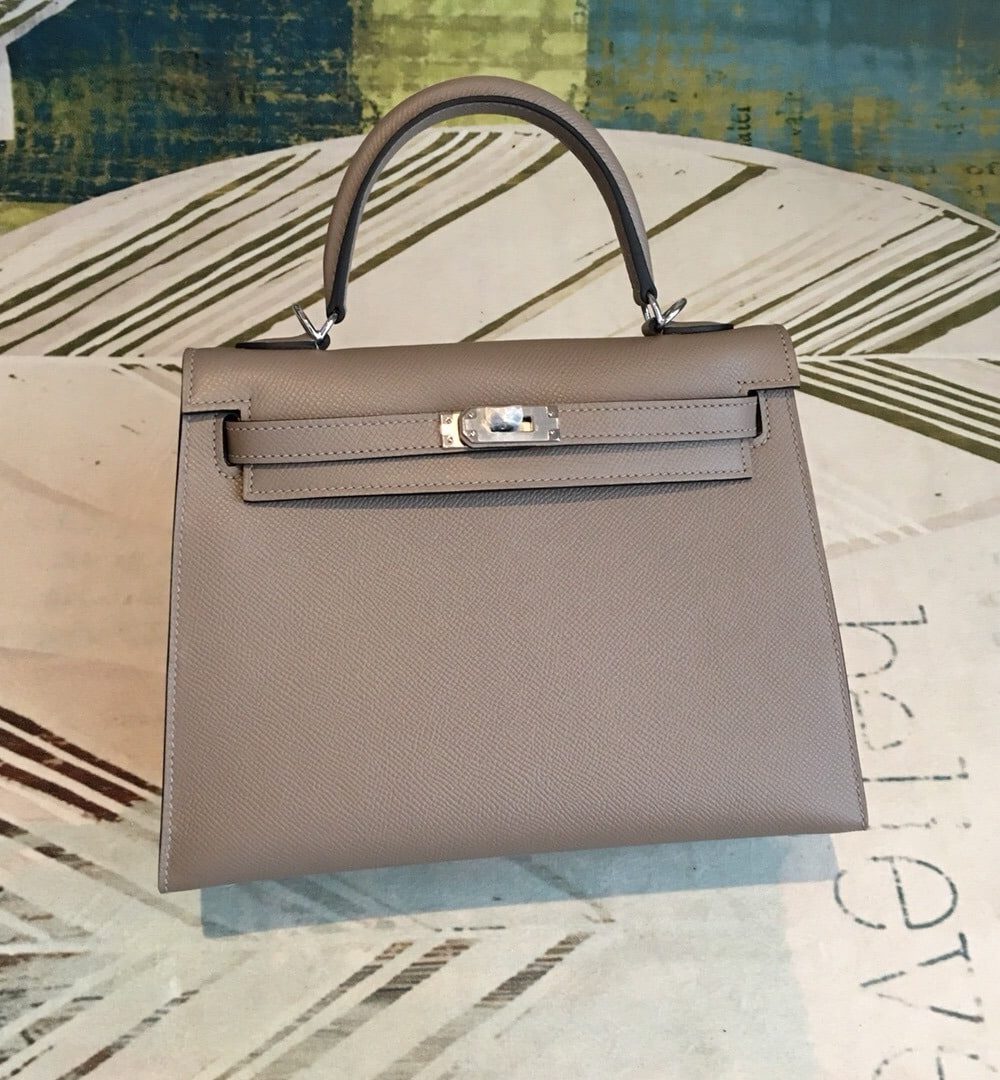 1:1 Replica Hermes Kelly 25 Sellier Epsom Gris Asphalt Bag For Women Silver Toned Hardware, Women's Handbags, Shoulder Bags 10in/25cm