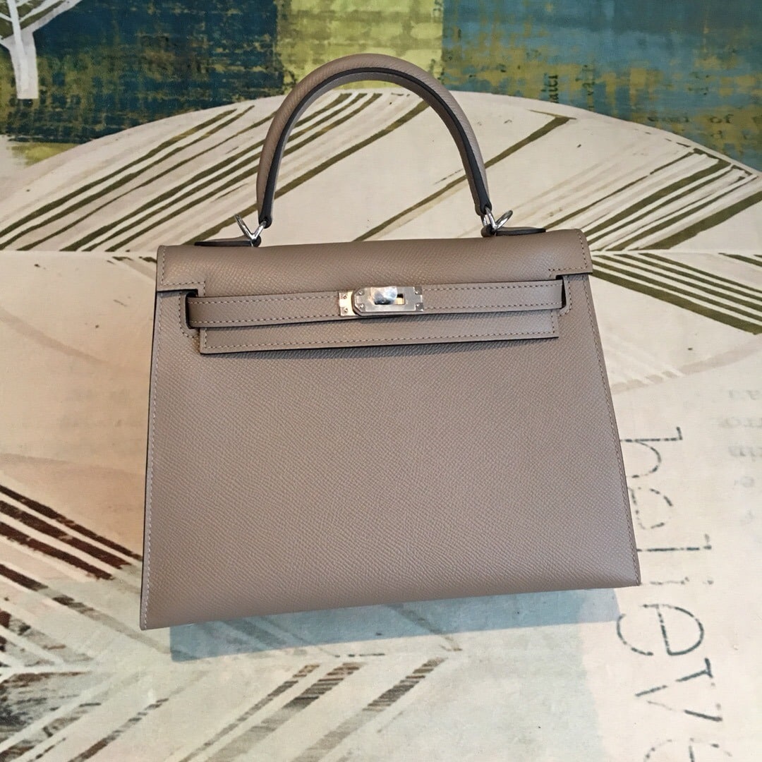 1:1 Replica Hermes Kelly 25 Sellier Epsom Gris Asphalt Bag For Women Silver Toned Hardware, Women's Handbags, Shoulder Bags 10in/25cm - Image 8
