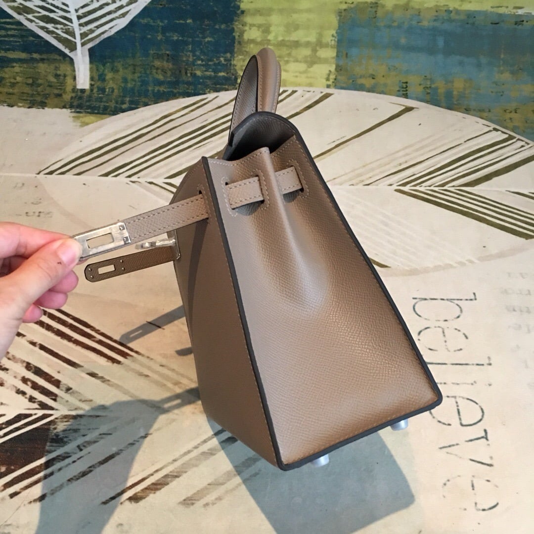 1:1 Replica Hermes Kelly 25 Sellier Epsom Gris Asphalt Bag For Women Silver Toned Hardware, Women's Handbags, Shoulder Bags 10in/25cm - Image 2
