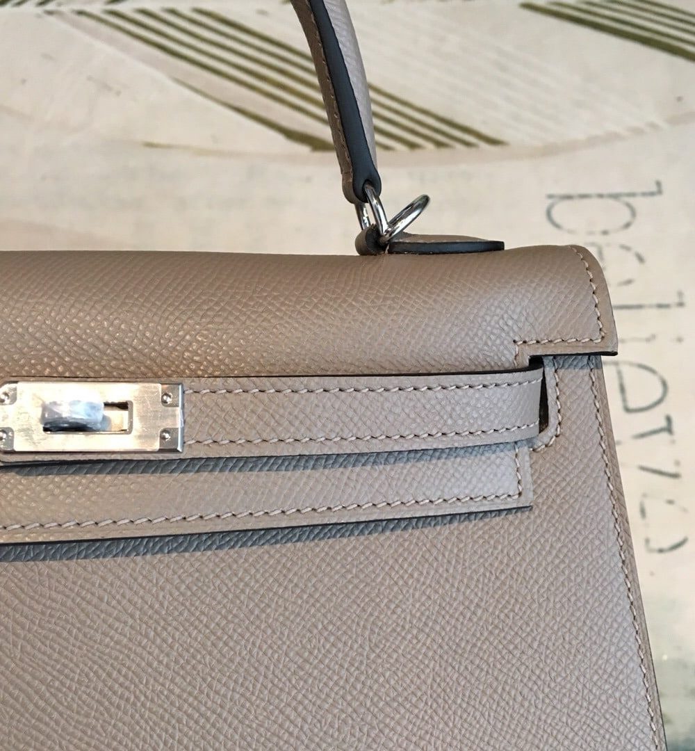 1:1 Replica Hermes Kelly 25 Sellier Epsom Gris Asphalt Bag For Women Silver Toned Hardware, Women's Handbags, Shoulder Bags 10in/25cm