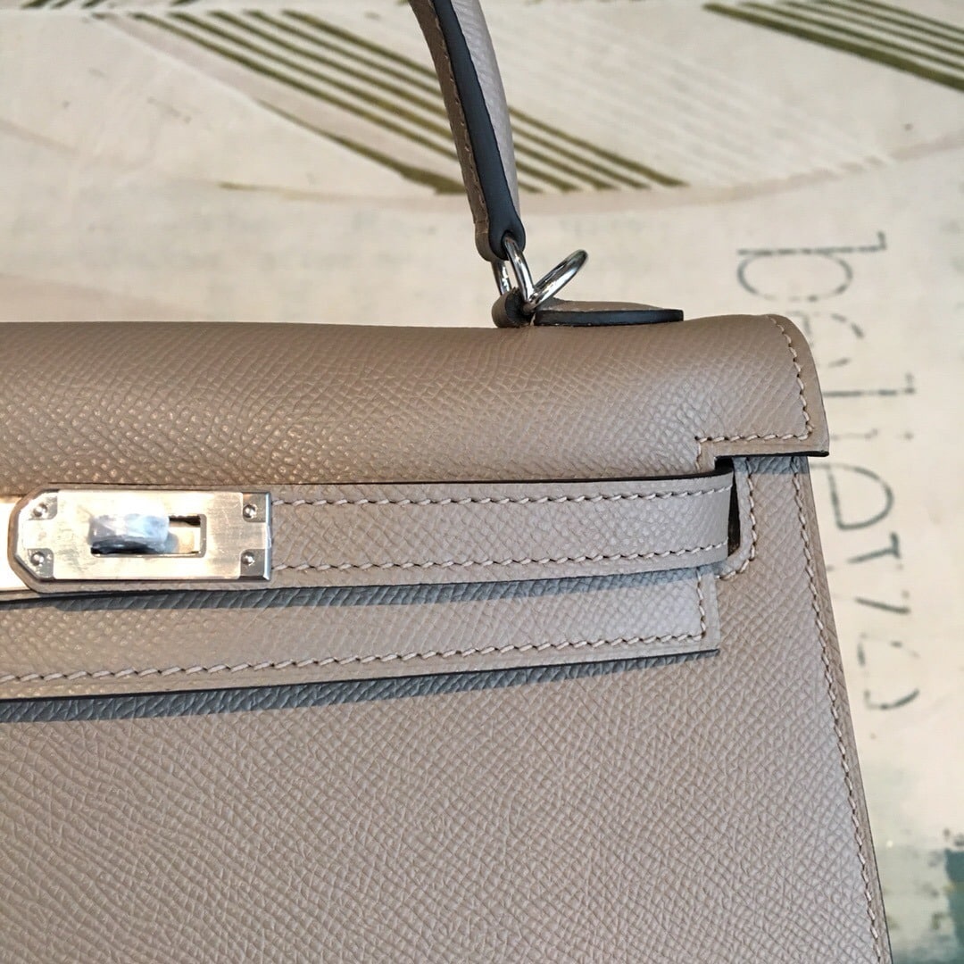 1:1 Replica Hermes Kelly 25 Sellier Epsom Gris Asphalt Bag For Women Silver Toned Hardware, Women's Handbags, Shoulder Bags 10in/25cm - Image 5