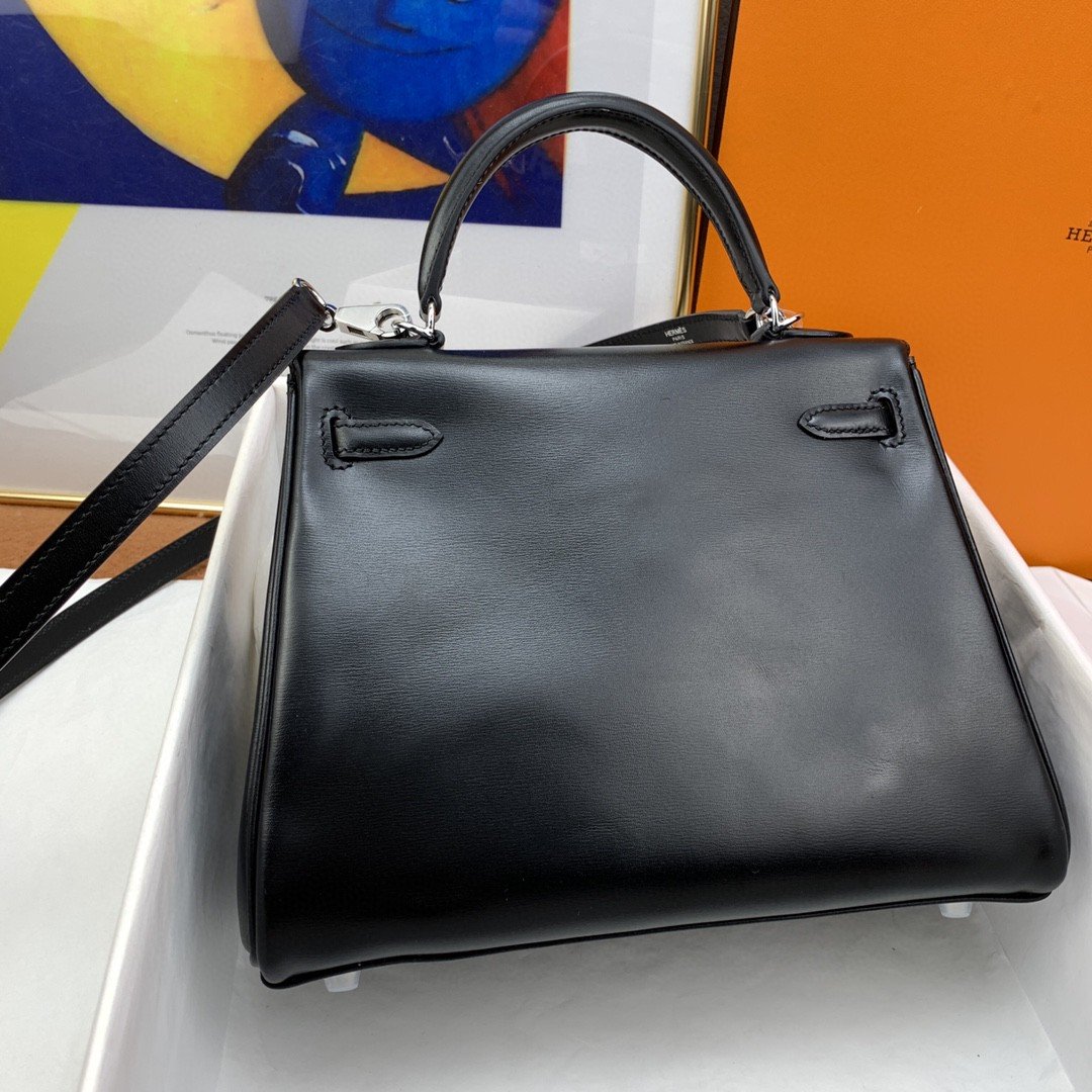 1:1 Replica Hermes Kelly 25 Swift Black Bag For Women, Women's Handbags, Shoulder Bags 10in/25cm - Image 3