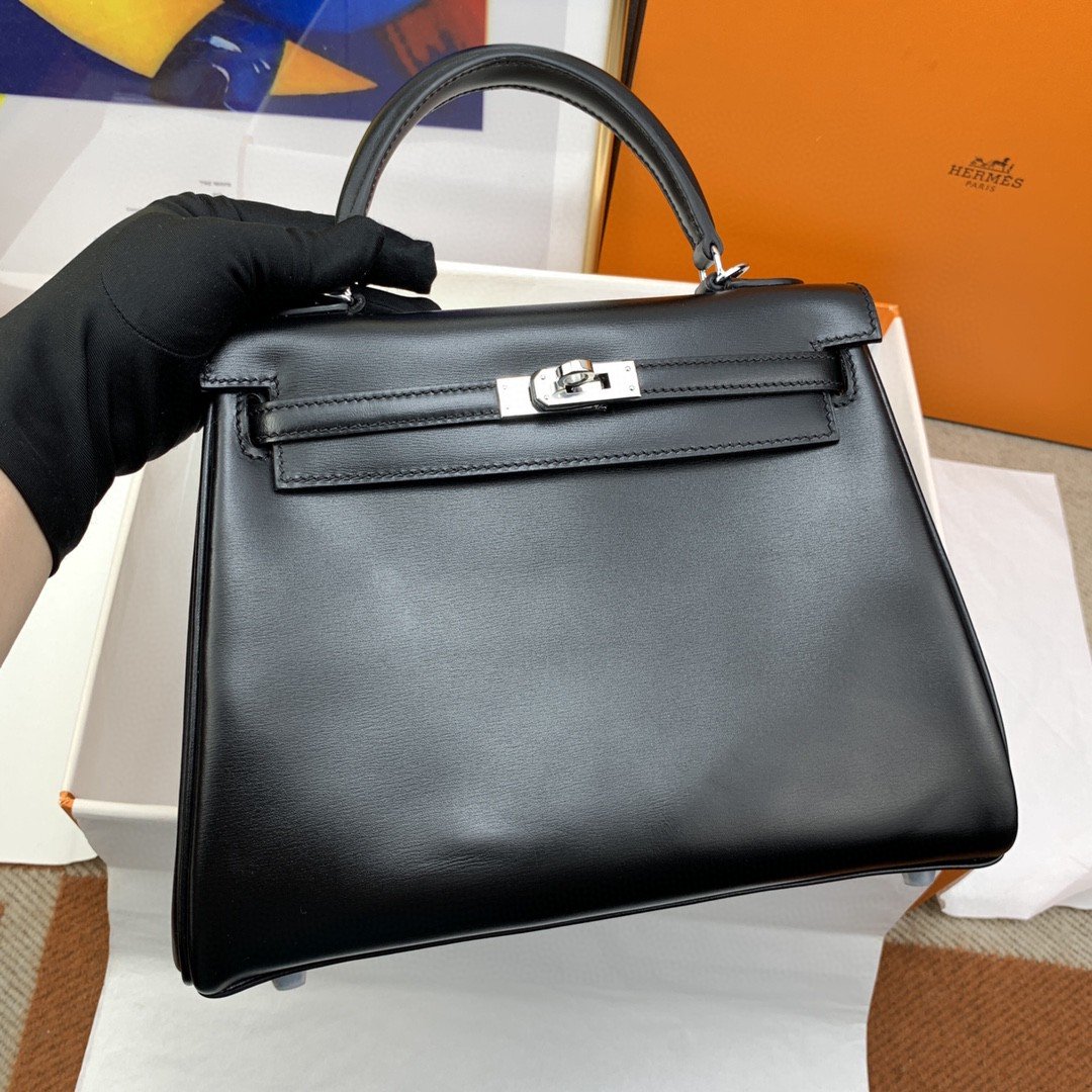 1:1 Replica Hermes Kelly 25 Swift Black Bag For Women, Women's Handbags, Shoulder Bags 10in/25cm - Image 6