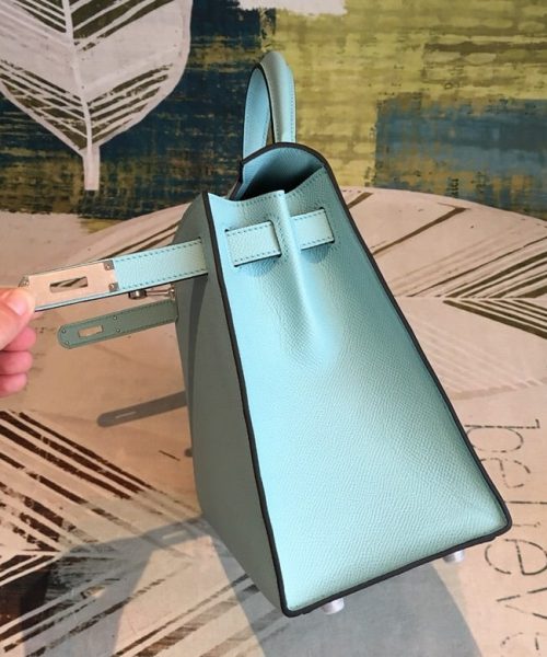 1:1 Replica Hermes Kelly 28 Bleu Frida Evercolor Bag With Sliver Toned Harware For Women, Women's Handbags, Shoulder Bags 11in/28cm
