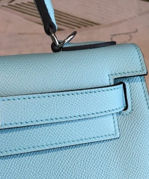 1:1 Replica Hermes Kelly 28 Bleu Frida Evercolor Bag With Sliver Toned Harware For Women, Women's Handbags, Shoulder Bags 11in/28cm