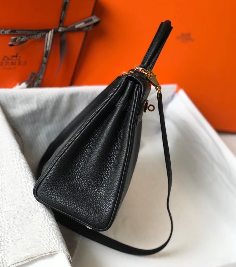 1:1 Replica Hermes Kelly 28 Retourne Togo Black Bag For Women, Women's Handbags, Shoulder Bags 11in/28cm