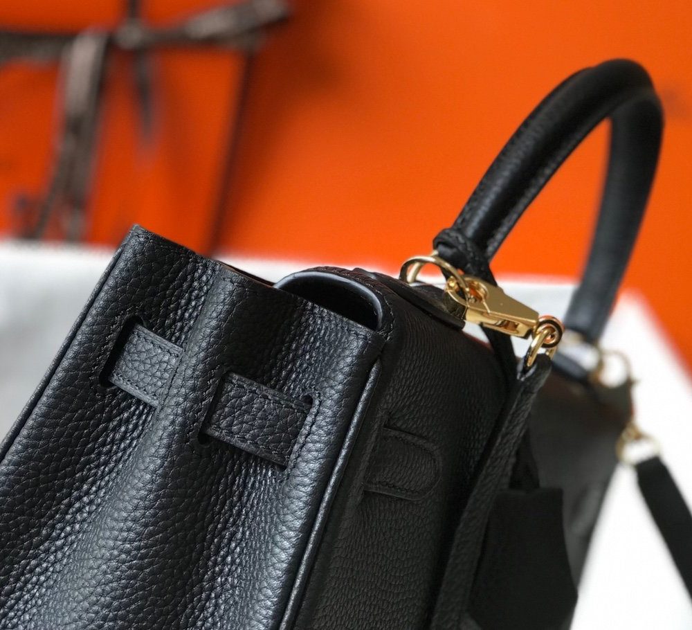 1:1 Replica Hermes Kelly 28 Retourne Togo Black Bag For Women, Women's Handbags, Shoulder Bags 11in/28cm