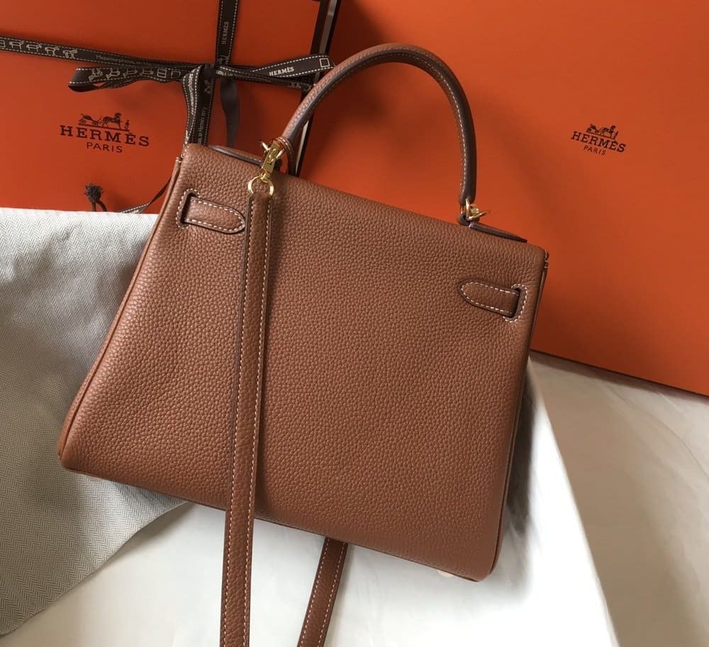 1:1 Replica Hermes Kelly 28 Retourne Togo Brown Bag For Women, Women's Handbags, Shoulder Bags 11in/28cm