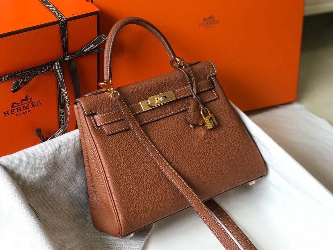 1:1 Replica Hermes Kelly 28 Retourne Togo Brown Bag For Women, Women's Handbags, Shoulder Bags 11in/28cm
