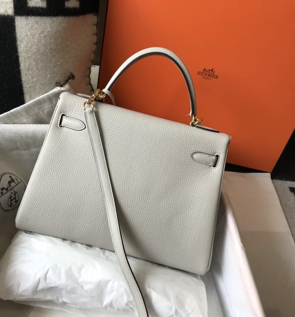 1:1 Replica Hermes Kelly 28 Retourne Togo White Bag For Women, Women's Handbags, Shoulder Bags 11in/28cm