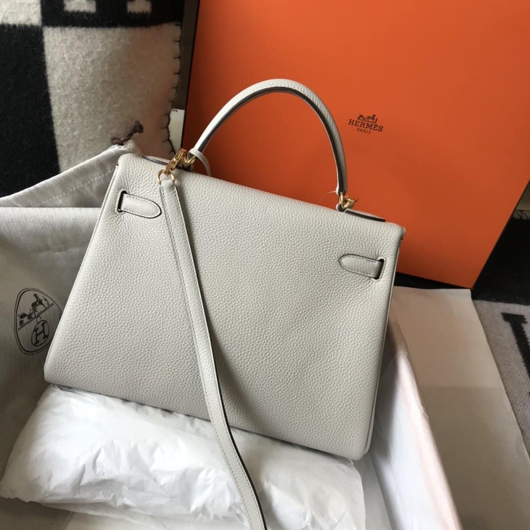 1:1 Replica Hermes Kelly 28 Retourne Togo White Bag For Women, Women's Handbags, Shoulder Bags 11in/28cm - Image 2