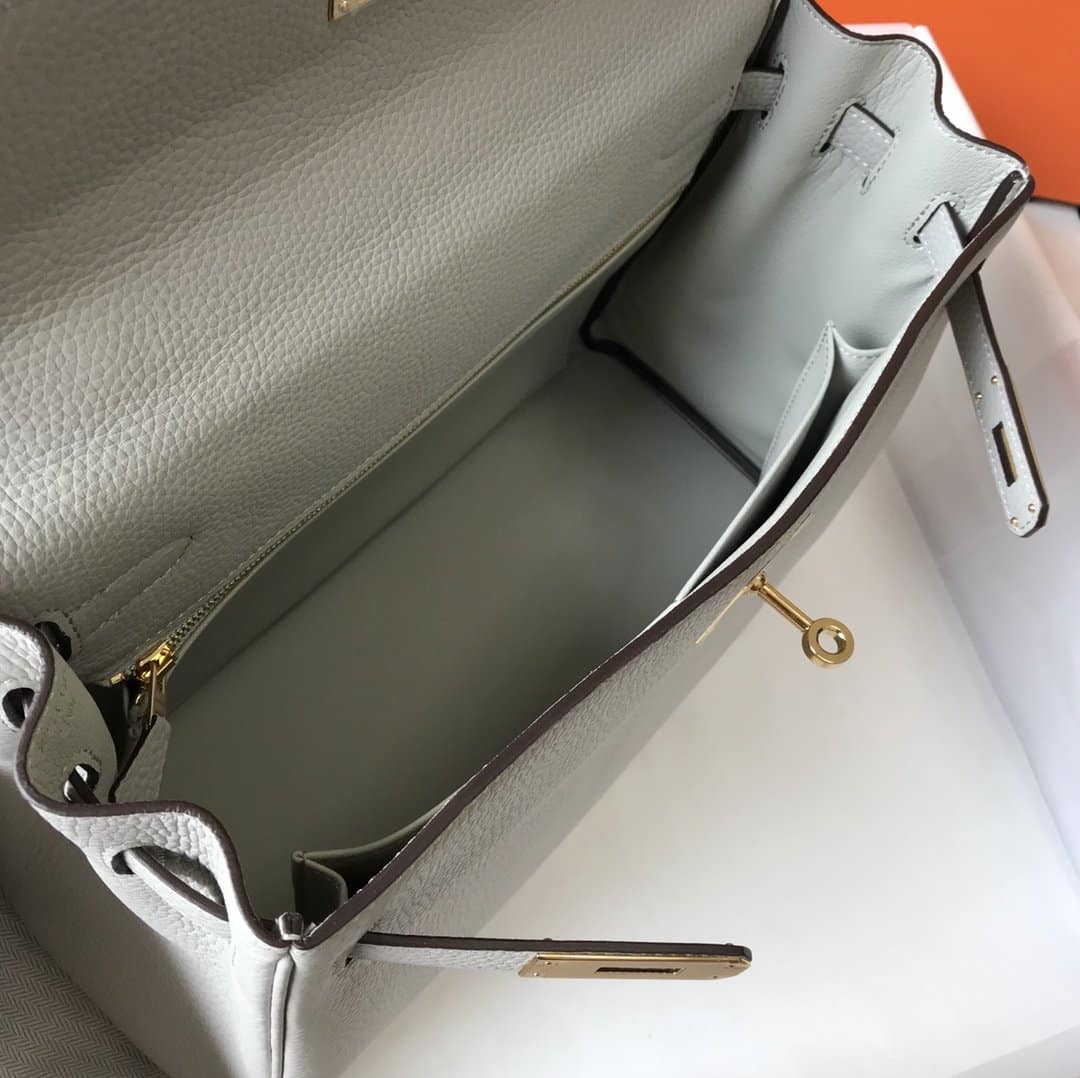 1:1 Replica Hermes Kelly 28 Retourne Togo White Bag For Women, Women's Handbags, Shoulder Bags 11in/28cm - Image 3