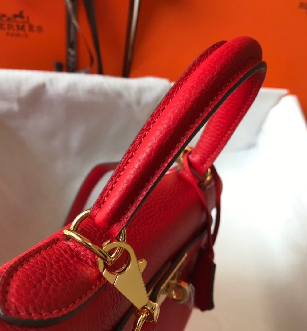 1:1 Replica Hermes Kelly 28 Rouge Casaque Togo Bag For Women, Women's Handbags, Shoulder Bags 11in/28cm