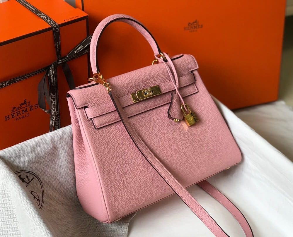 1:1 Replica Hermes Kelly 28cm Bubblegum Pink Togo Bag For Women, Women's Handbags, Shoulder Bags 11in/28cm