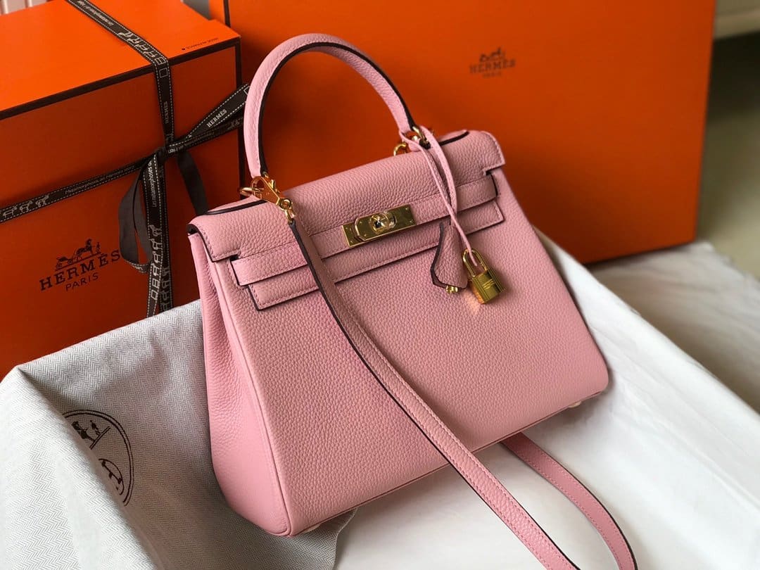 1:1 Replica Hermes Kelly 28cm Bubblegum Pink Togo Bag For Women, Women's Handbags, Shoulder Bags 11in/28cm - Image 4