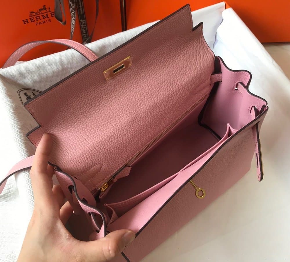 1:1 Replica Hermes Kelly 28cm Bubblegum Pink Togo Bag For Women, Women's Handbags, Shoulder Bags 11in/28cm