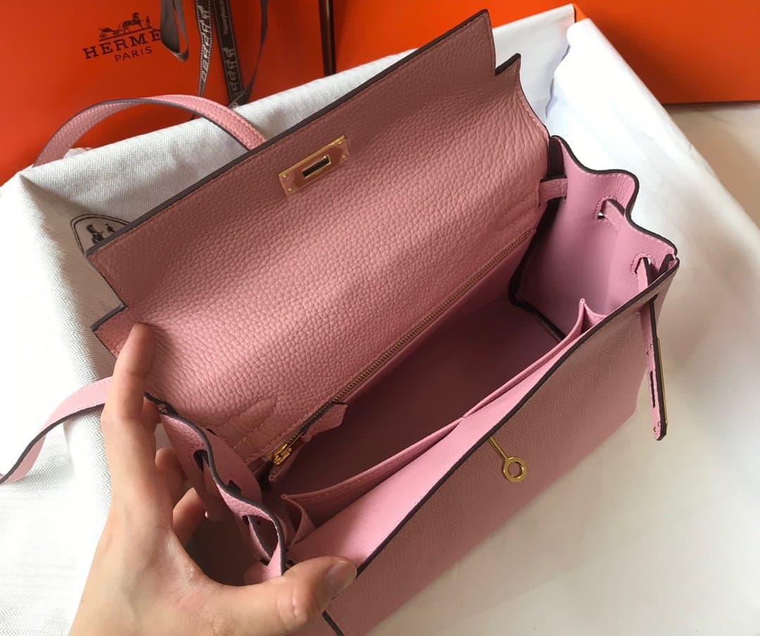 1:1 Replica Hermes Kelly 28cm Bubblegum Pink Togo Bag For Women, Women's Handbags, Shoulder Bags 11in/28cm - Image 3