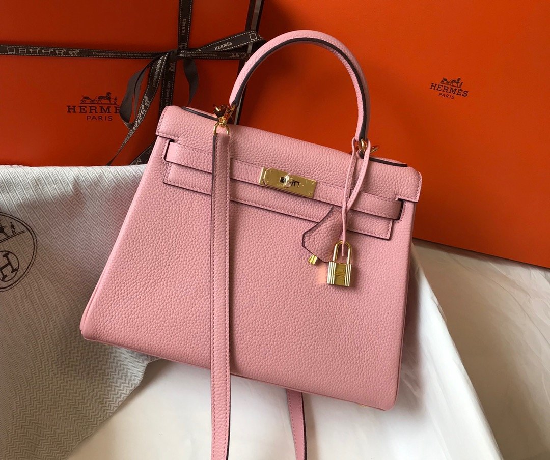 1:1 Replica Hermes Kelly 28cm Bubblegum Pink Togo Bag For Women, Women's Handbags, Shoulder Bags 11in/28cm