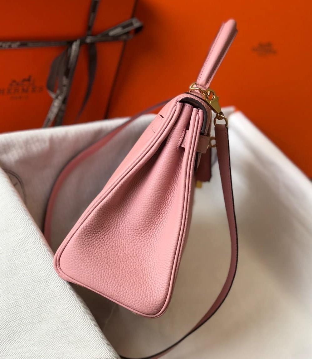 1:1 Replica Hermes Kelly 28cm Bubblegum Pink Togo Bag For Women, Women's Handbags, Shoulder Bags 11in/28cm