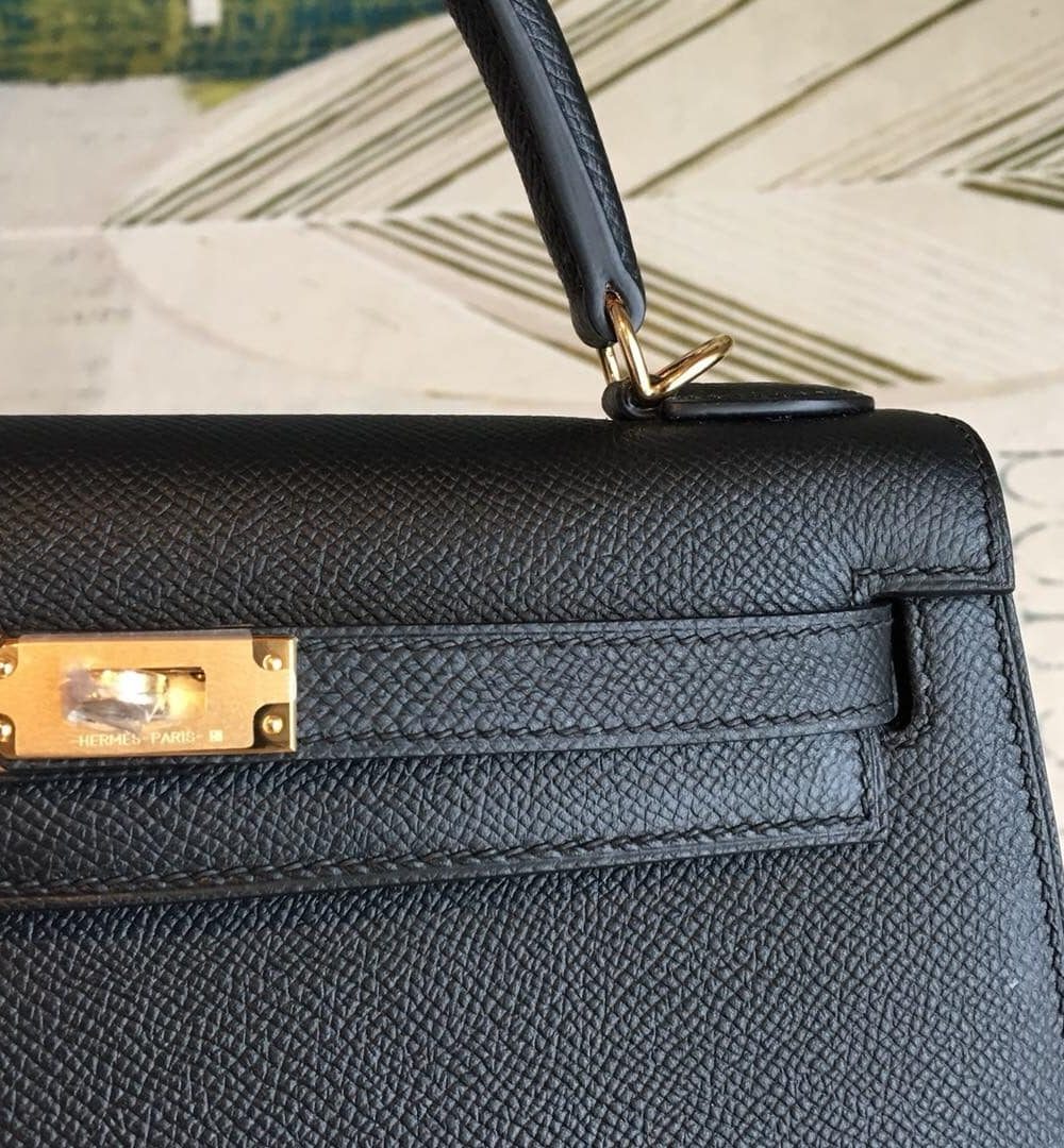 1:1 Replica Hermes Kelly Black For Women Gold Toned Hardware 10in/25cm