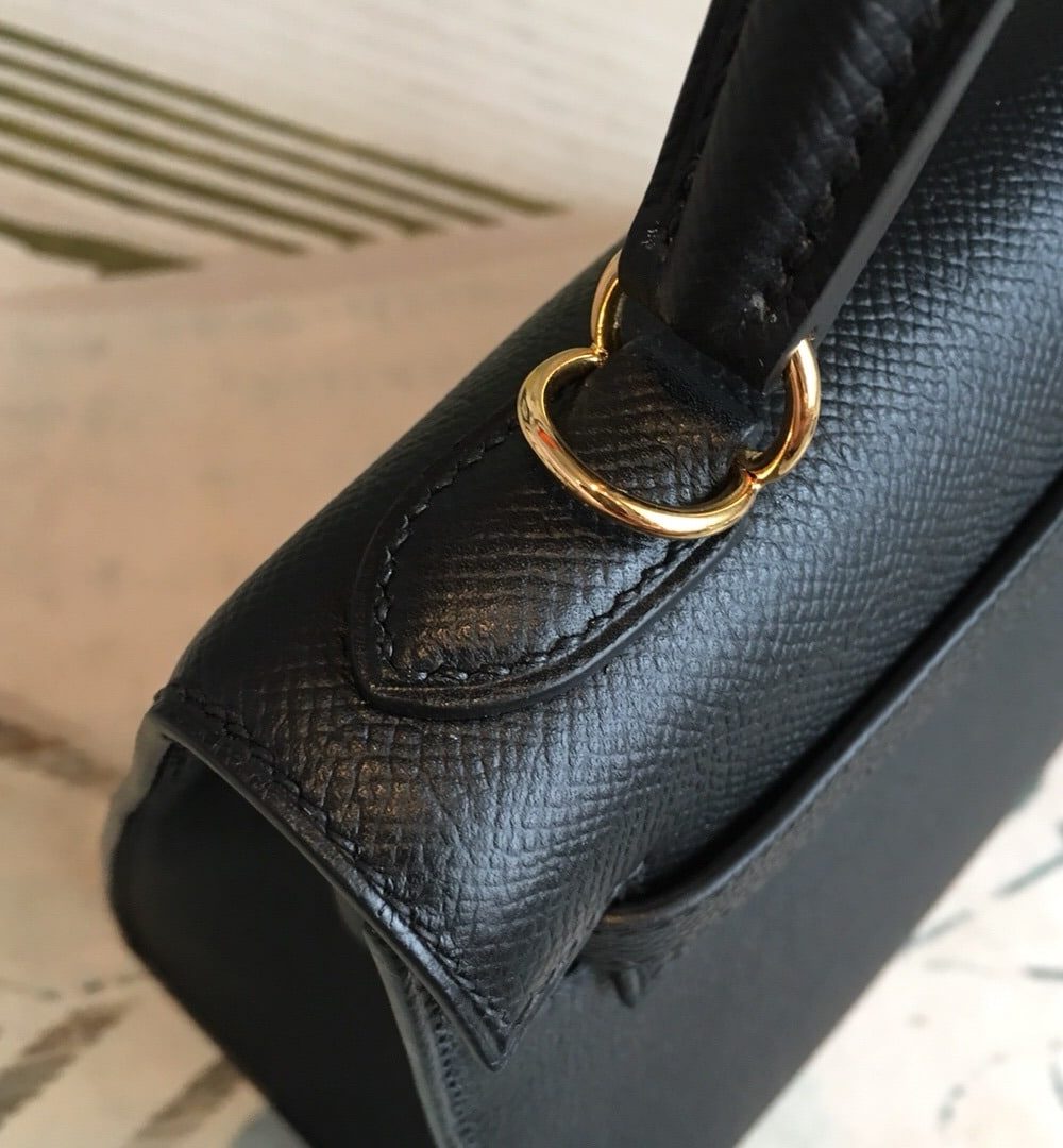 1:1 Replica Hermes Kelly Black For Women Gold Toned Hardware 10in/25cm