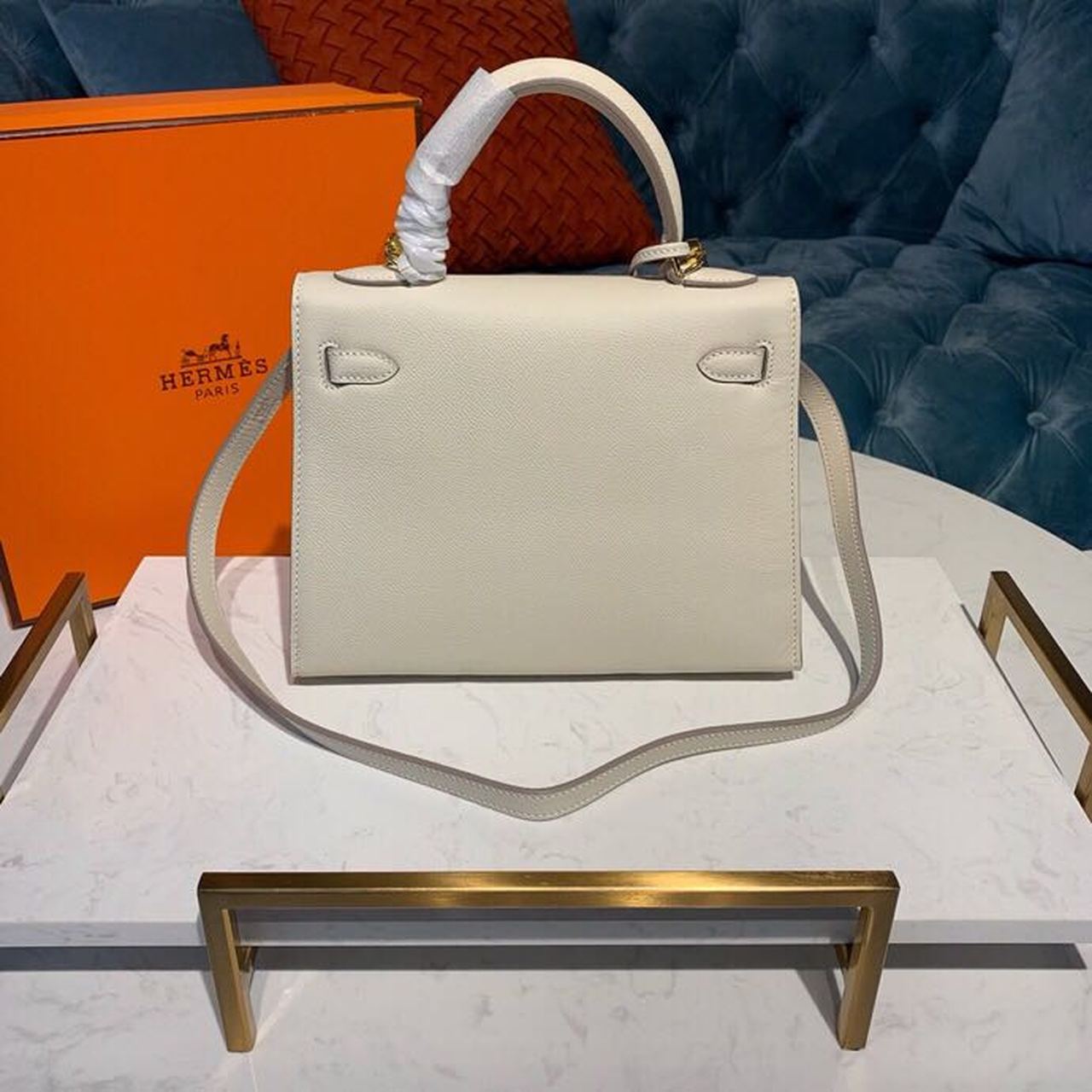 1:1 Replica Hermes Kelly Craie For Women Gold Toned Hardware 10in/25cm - Image 4