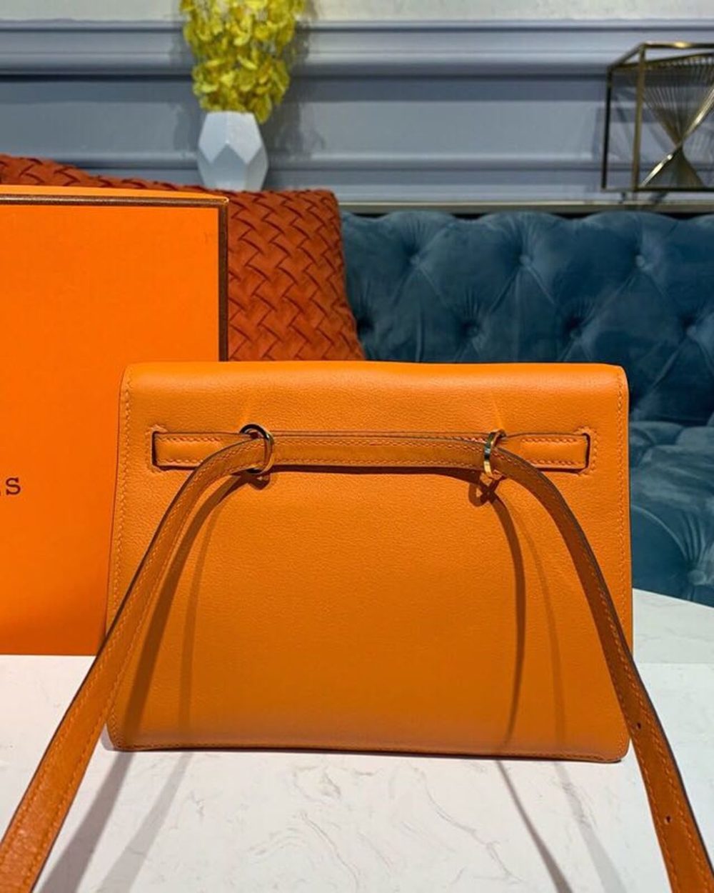 1:1 Replica Hermes Kelly Danse II Bag Swift Orange Gold Hardware For Women 8.7in/22cm