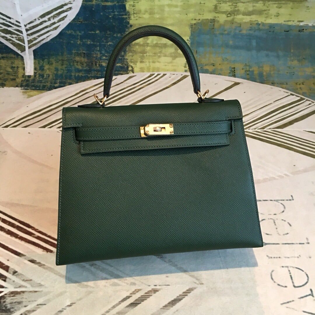 1:1 Replica Hermes Kelly Green For Women Gold Toned Hardware 10in/25cm