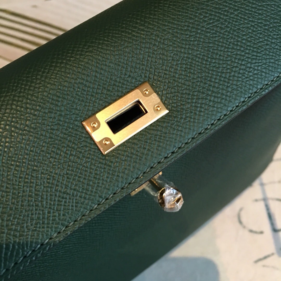1:1 Replica Hermes Kelly Green For Women Gold Toned Hardware 10in/25cm - Image 6