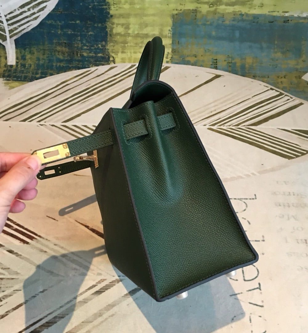 1:1 Replica Hermes Kelly Green For Women Gold Toned Hardware 10in/25cm