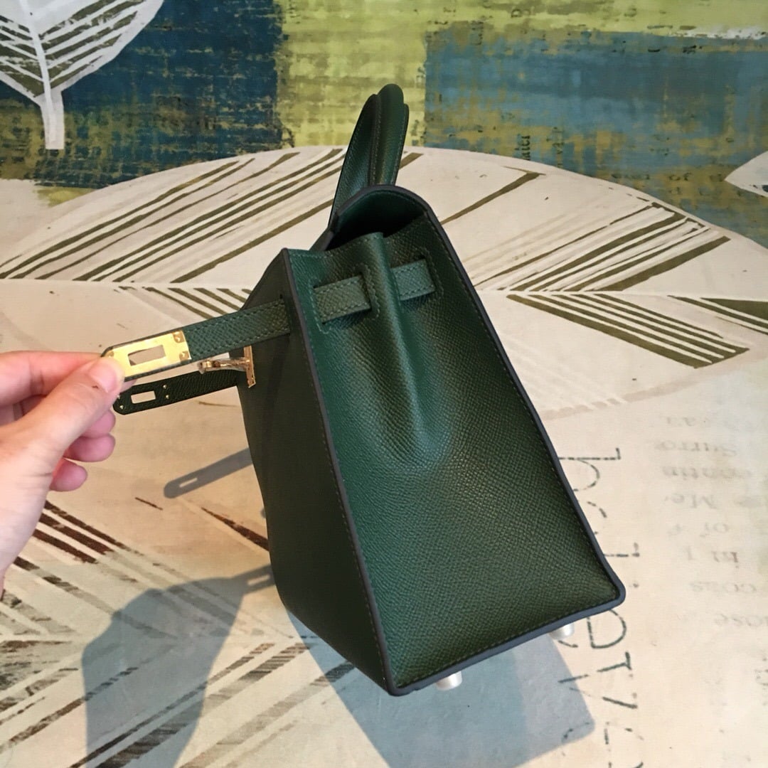 1:1 Replica Hermes Kelly Green For Women Gold Toned Hardware 10in/25cm - Image 3