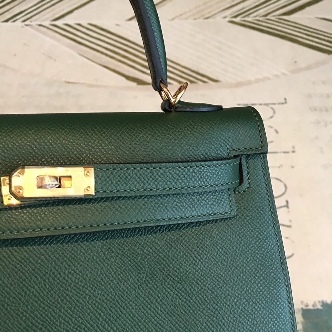 1:1 Replica Hermes Kelly Green For Women Gold Toned Hardware 10in/25cm - Image 5