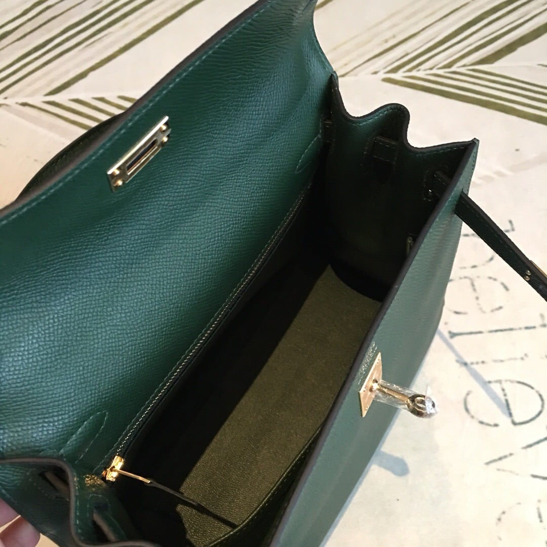 1:1 Replica Hermes Kelly Green For Women Gold Toned Hardware 10in/25cm - Image 4