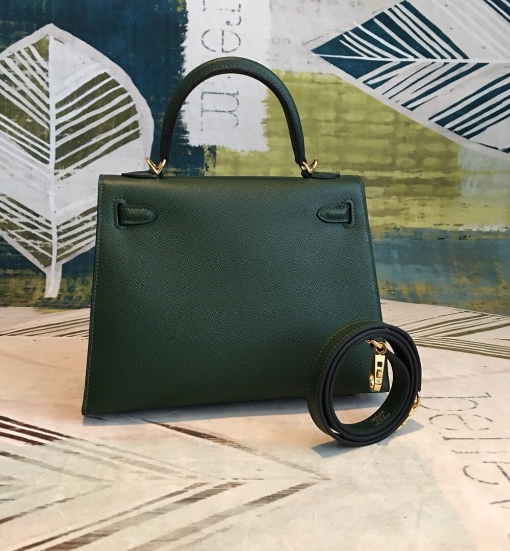 1:1 Replica Hermes Kelly Green For Women Gold Toned Hardware 10in/25cm
