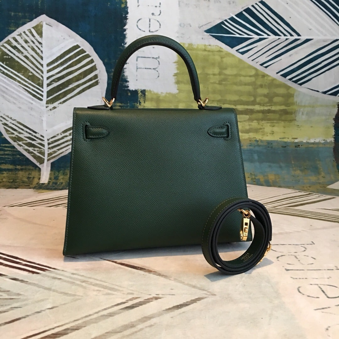 1:1 Replica Hermes Kelly Green For Women Gold Toned Hardware 10in/25cm - Image 2