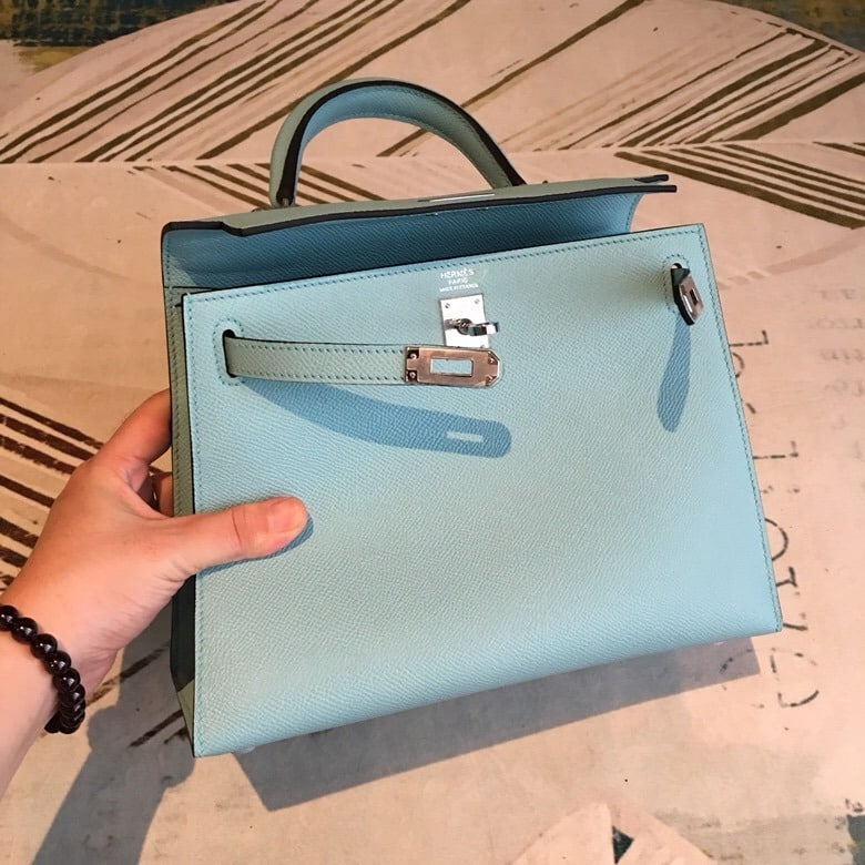 1:1 Replica Hermes Kelly Light Blue For Women Silver Toned Hardware 10in/25cm - Image 6